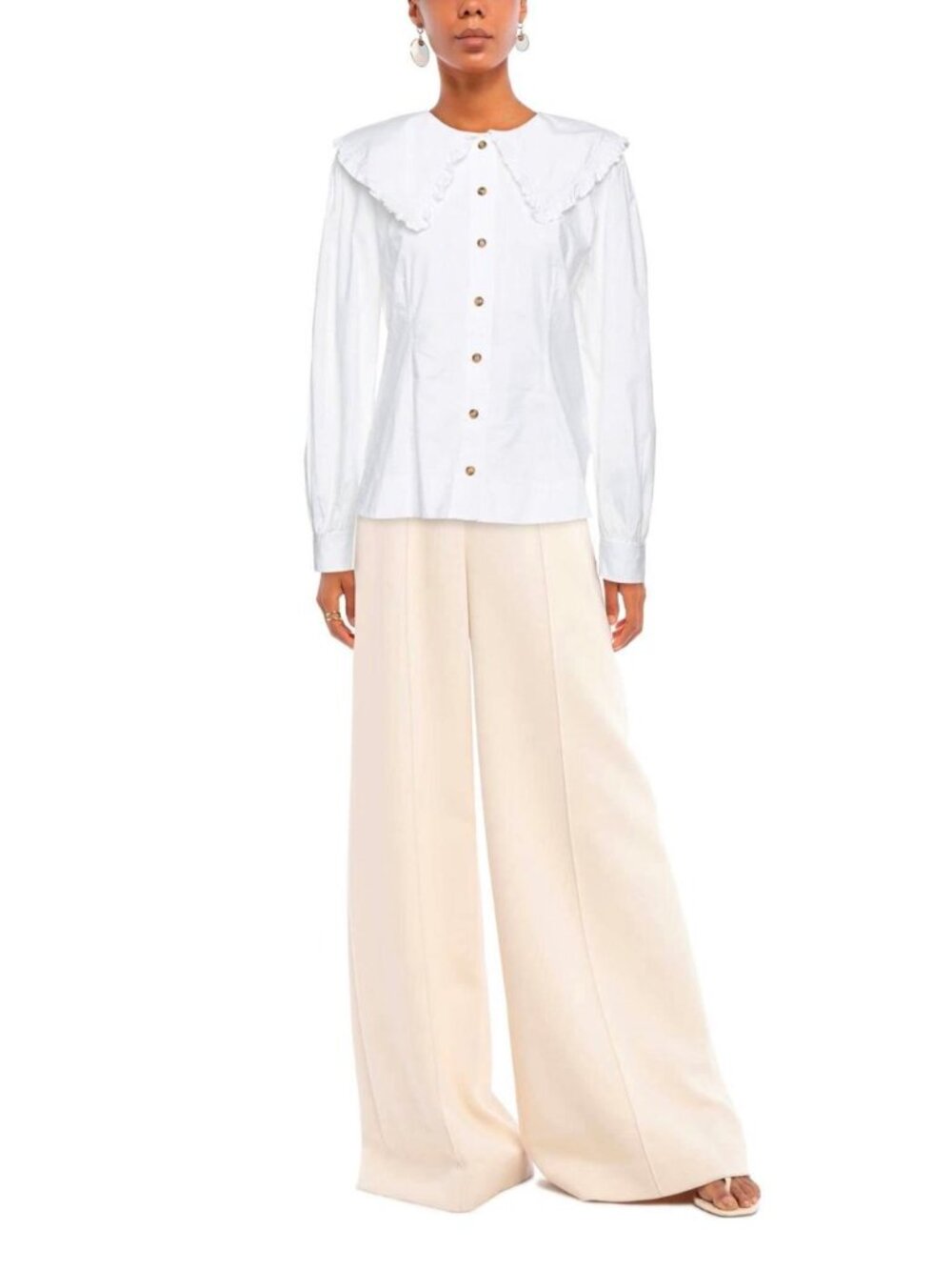 NWT GANNI White Organic Cotton Puritan Collar Shirt EU 38